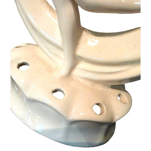 Antique Flower Frog Ceramic Dancing Woman Figurine Ivory Glaze Art Deco 6" - Picture 7 of 11